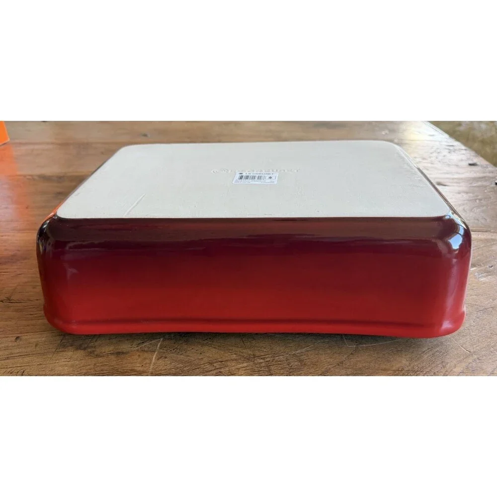 Le Creuset Stoneware Heritage Deep Rectangular Lasagna Dish 6.75qt Cerise NEW